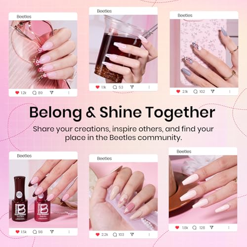 Image of Beetles Stay Shining 23 Pcs Gel Nail Polish Kit with UV Light, 12 Color Nail Manicure Studio Kit Cozy Elegance and Base Gel Glossy &Matte Top Coat Cuticle Oil & Nails Tools, DIY Salon-Quality at Home