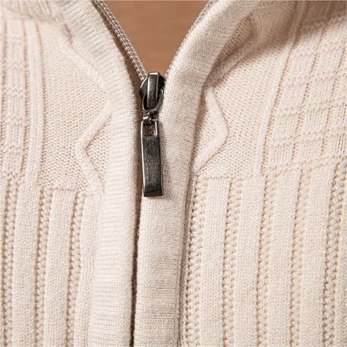 Autumn Men's Pullover Sweatwear Half Zipper Sweater Slim V-Neck Long Sleeve(Black,Asian M(40-55Kg))4