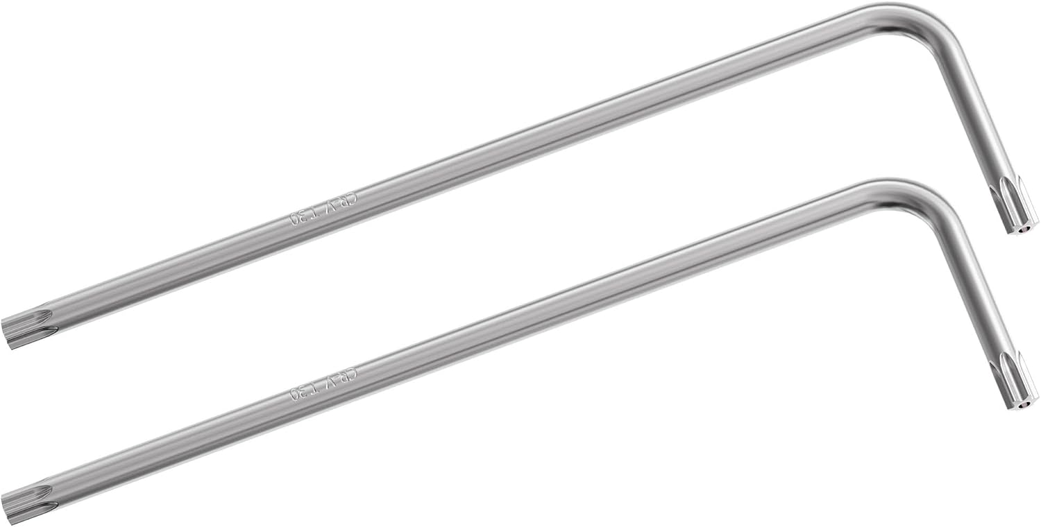 2PCS T50 Long Tamper Proof Torx Hex Key Bit Wrench, Anti Tamper Star Screwdriver Security Bit Torque Repair Tool L-Shape Nickel Plated CRV Steel, Extra Long Arm