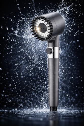 Image of High Pressure Turbocharged Shower Head, One Button Water Stop, 4 in 1 Massage Shower Head, 3 Modes Filtered, Water Saving Head Spray