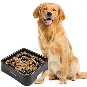 Extra-Large Durable ABS Large Slow Feeder Dog Bowls(10 Cups Capacity) Stop Bloat Bowl Anti-Choking &Anti-Gulping & Fun Feeding Bowl (Large, Black)