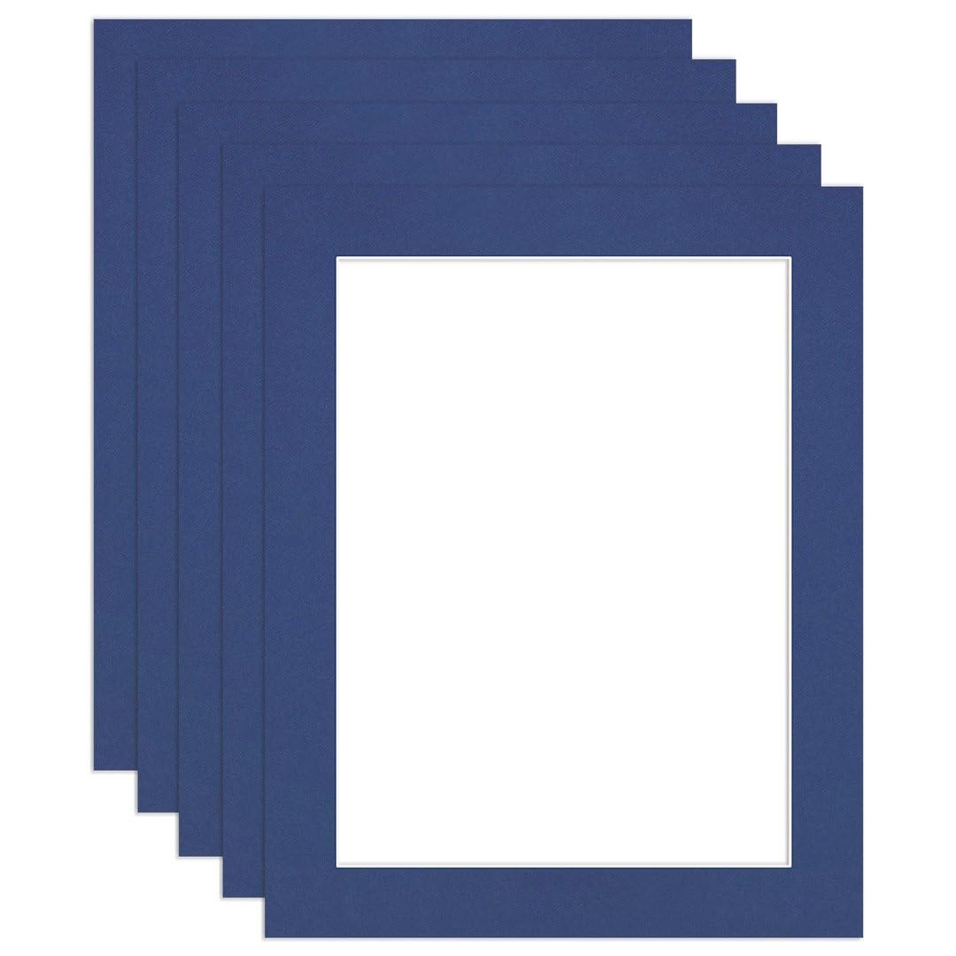 Procut Global 50x40cm Blue Picture Mounts to Fit 40x30cm Aperture - Precision Cut Cardboard Photo Mount - Ideal for Frames, Prints, Artwork & Certificates - Sizes & Colours Available - 5 Pack