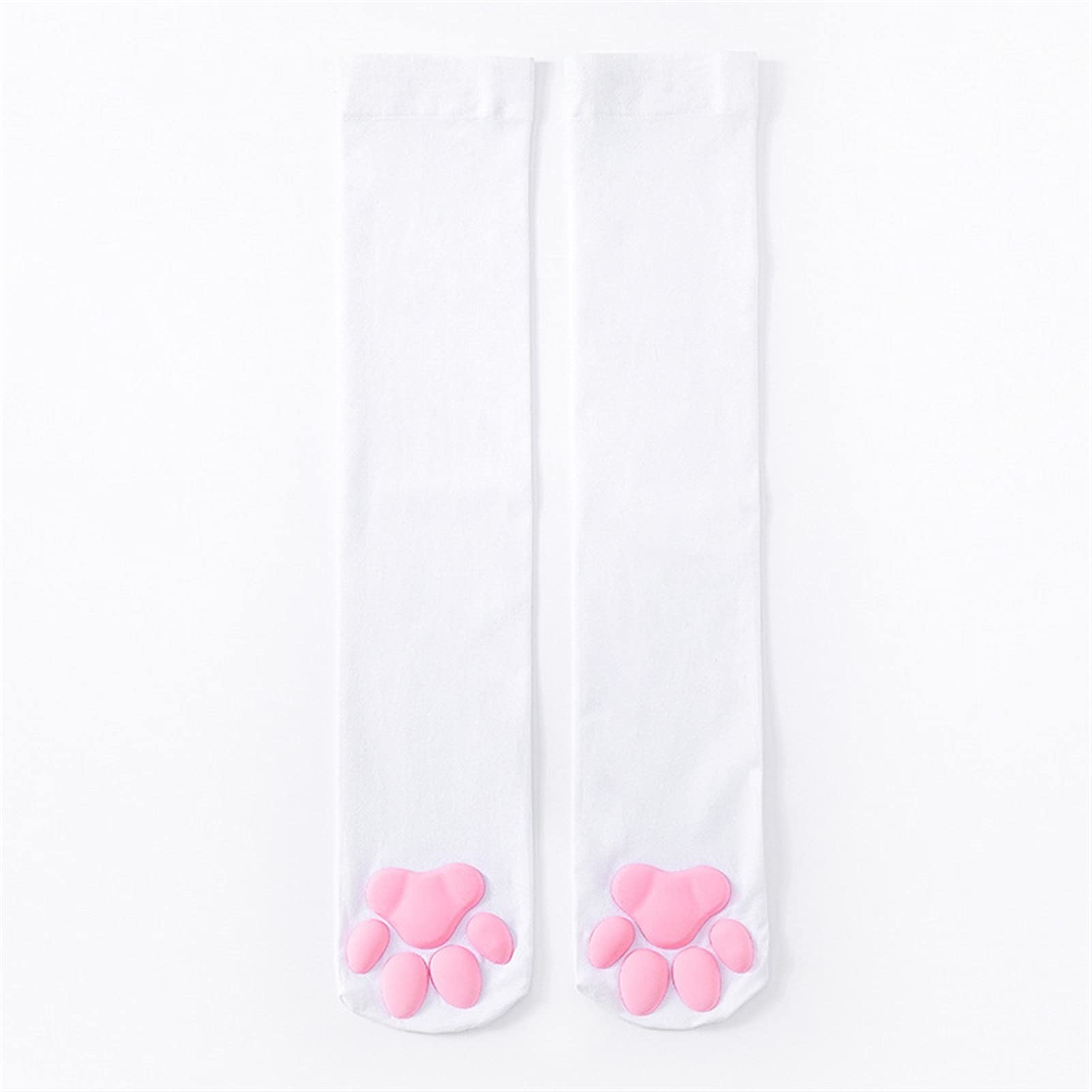 Mfacl Women's White Knee High Socks Thigh High Socks For - Japanese 3D Cat Paw Lolita Kawaii Socks For Girls Cat Paw Pads Thigh High Socks Over Knee (Color : Size : One Size)