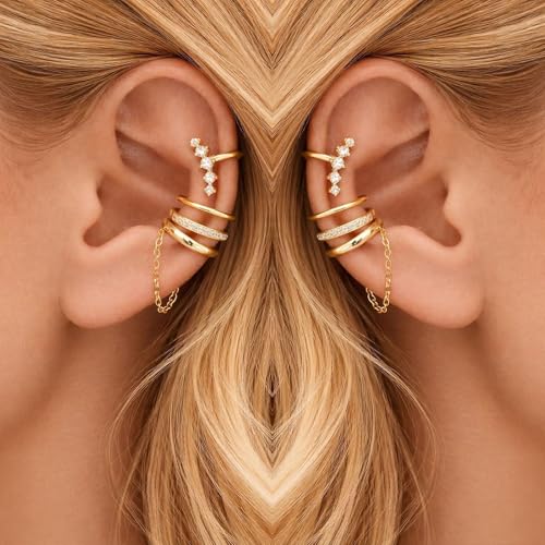 Image of Ear Cuffs Non Piercing Chunky Ear Cuff Earrings for Women Non Tarnish Clip on Cartilage Earrings Trendy Jewelry No Pierced Ears Fake Earring Set Fashion Accessories Jewelry Birthday Gifts