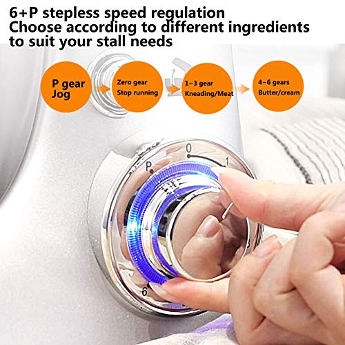 Stand Mixers for Baking 6 Speed Food Mixers with 4L Mixing Bowls Includes Wire Whisk, Flat Beater, Dough Hook Optional Attachements Meat Grinder & Juicer for Home Kitchen Baking 1000W (Color : Pink M - Image 7