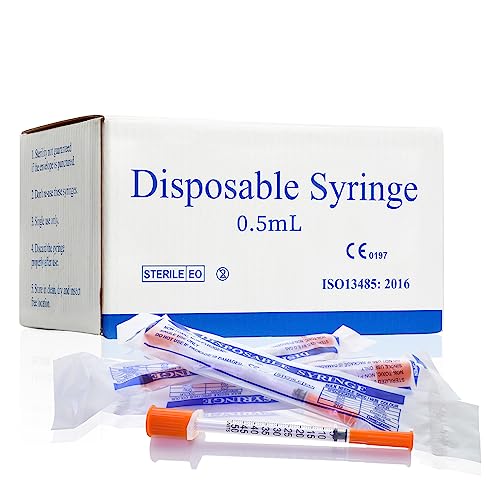 Image of U-100 0.5cc /ml 30 Gauge 5 /16 inch Syringe, Individually Packed 100 PACK
