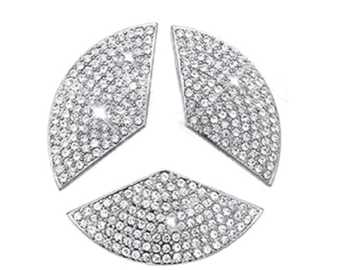 QAWACHH 49mm Steering Crystal Caps Compatible for Mercedes Cars-Bling Emblem Badge Cover Trim Circle Ring Center Interior Decorations