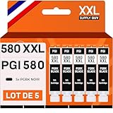Supply Guy 580XXL Cartouches Noir PGBK compatibles avec Canon PGI 580 XXL pour Pixma TS705 TS705a TS6350 TS6350a TS6351 TS6351a TS6300 TR8550 TS9550 Multipack 5 Cartouches d'encre