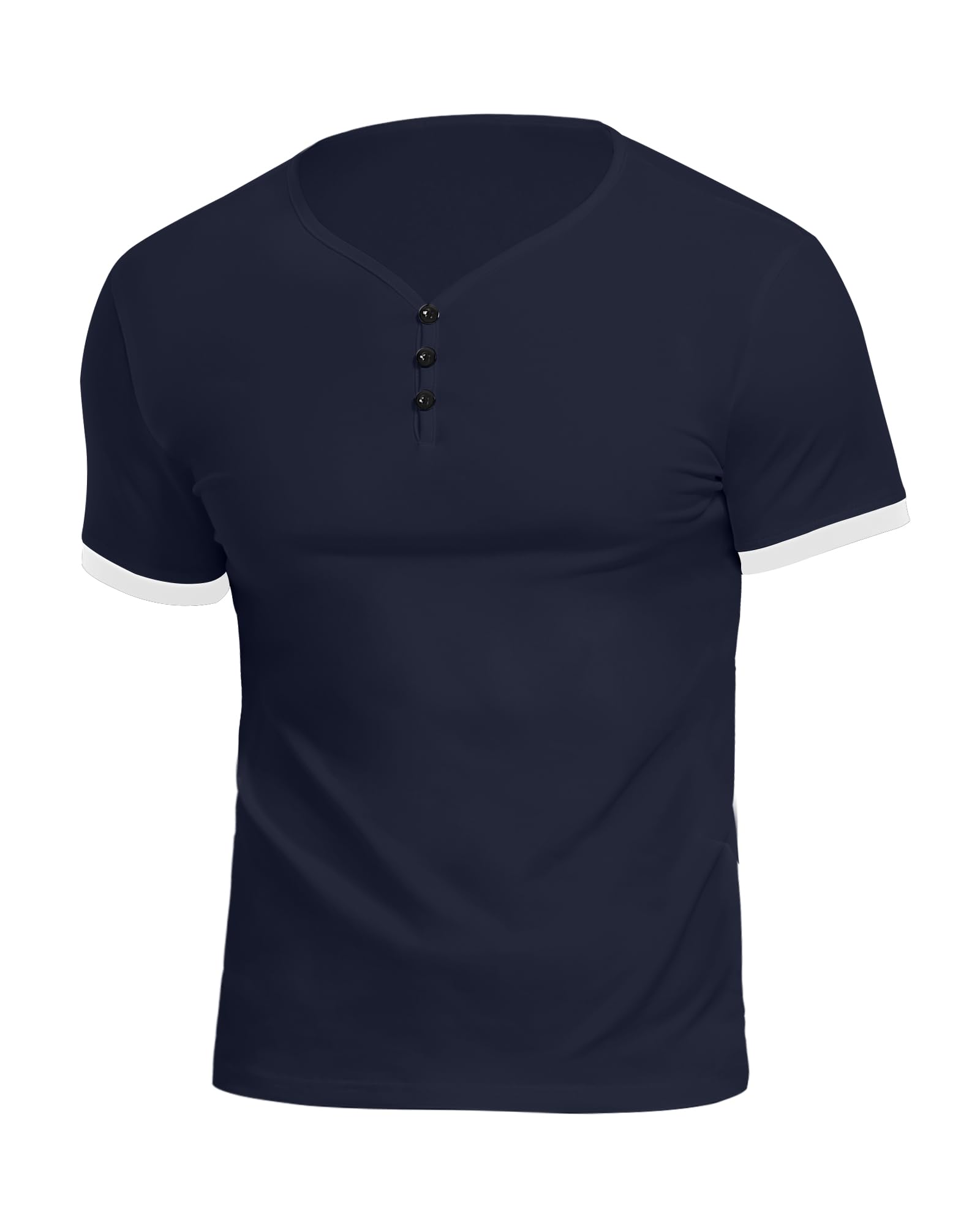 Men's Henley Shirts Short Long Sleeve Casual Summer Slim Fit Cotton Shirt