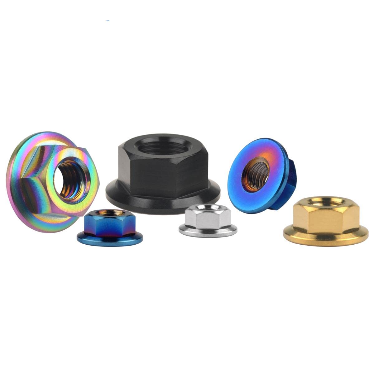 4PCS Titanio M5 M6 M8 M10 M12 M14 M16 Flangia standard per dadi esagonali in lega metrica per freno bici-M10 1.5mm,Gold