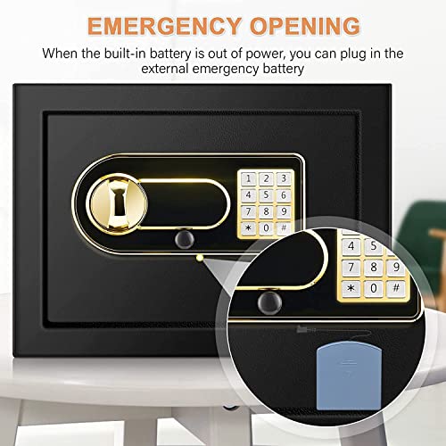 0.8 Cub Home Safe Fireproof Waterproof, Fireproof Safe With Fireproof Money Bag, Digital Keypad Key And Emergency Battery Box, Security Safe Box For Pistols Money Jewellery Documents Medicines #TOP7