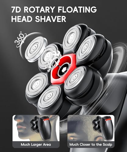 Image of Head Shavers for Bald Men, 5-in-1 Men's Grooming Kit, Electric 7D Rotary Head Shaver, IPX8 Waterproof Wet /Dry, Matte Black