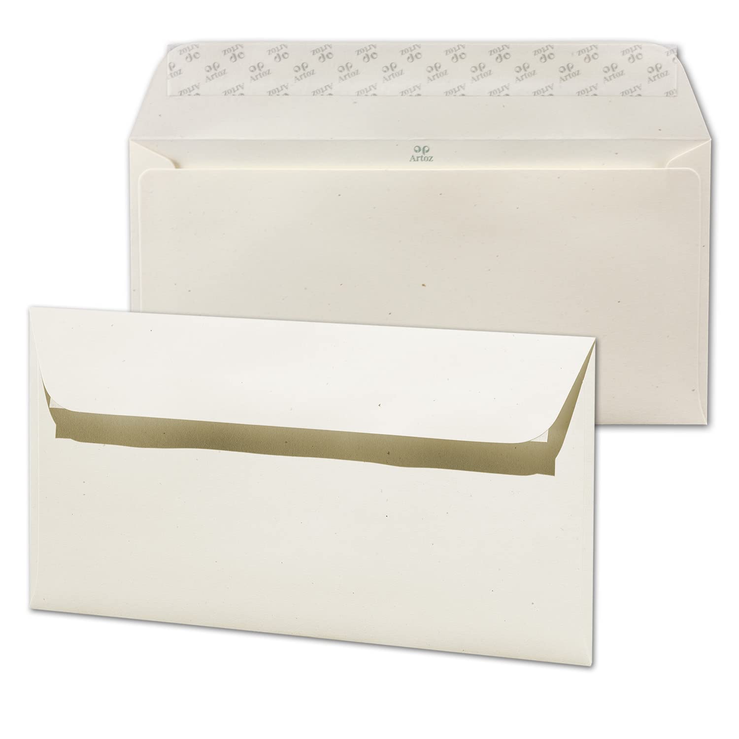 ARTOZ Greenline - 200 buste per lettere, formato DIN lungo, colore: tortilla (crema/guscio d'uovo), 11,4 x 22,4 cm, con chiusura adesiva e striscia adesiva, serie colore: tortilla