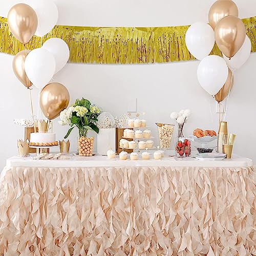 Image of 5 Pack 10 Feet Gold Fringe Garland Foil Fringe Garland Metallic Tinsel Streamers Fringe Backdrop Banner for Parade Floats Birthday Party Decorations Halloween Christmas Decoration (Gold)