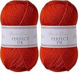 Utopia Crafts DK Double Knitting Yarn 100g (Red Orange) (Lot de 2)