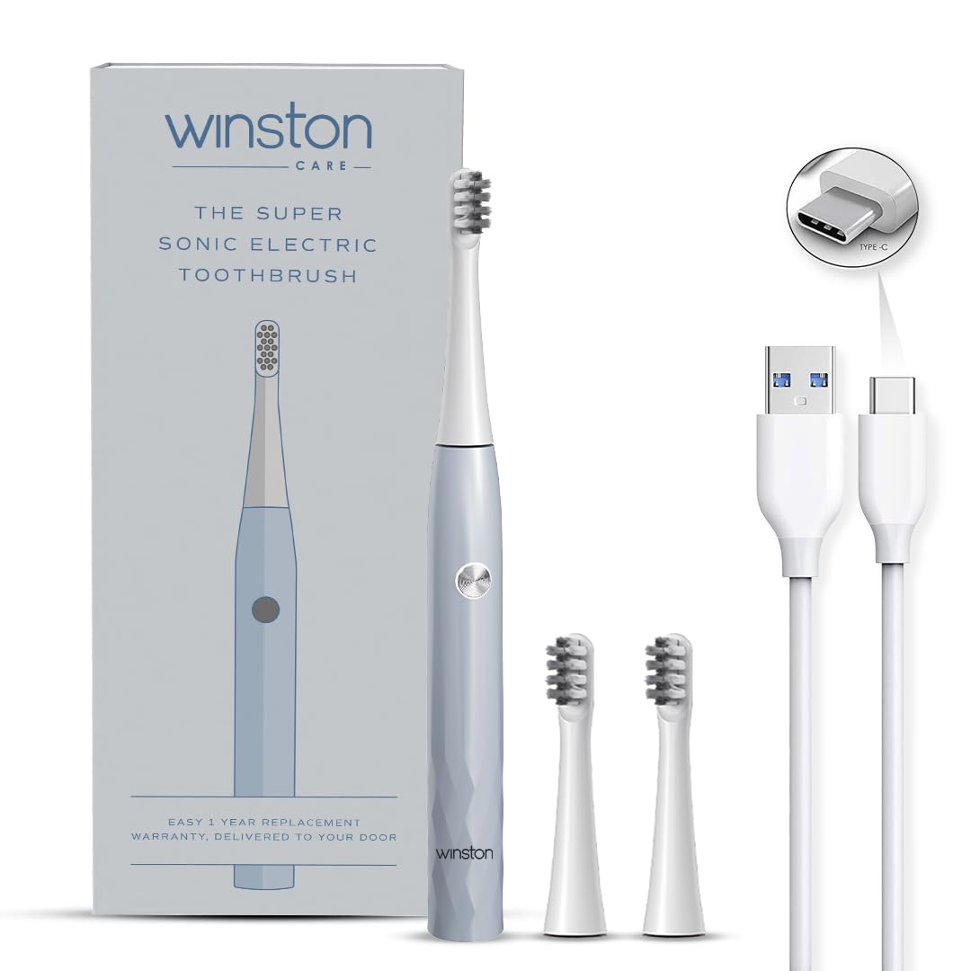 Winston Rechargeable Super Sonic Electric Toothbrush High-frequency Vibration 3-Cleaning Modes with upto 30 Day -IPX7 Waterproof