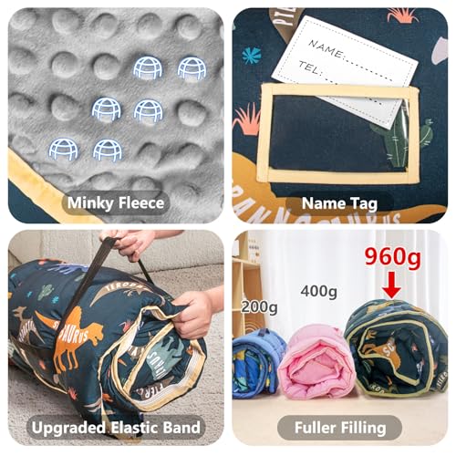 Image of Primlect Toddler Nap Mat Extra Large Thickened 55''x35'', Soft Sleeping Bag with Detachable Minky Blanket and Pillow, Portable for Daycare, Preschool, Kindergarten, Travel, Boys and Girls