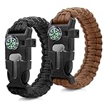 ZSMJAER 2 Piezas Pulsera de Supervivencia,Multifun...: Tamaño aplicable:La longitud de la cuerda abierta de la pulsera de cuerda de paraguas es de unos 3.5 metros.Por lo tanto,puede ajustar la pulsera al tamaño adecuado.Es adecuado para hombres,mujeres,adolescentes y niños. Material:Cuerda tejida a mano ...