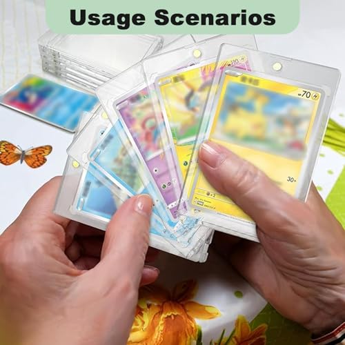 6 Starke Magnetische Kartenhüllen - UV-Schutz Sammelkarten Hüllen für Standardkarten, Transparente Magnetic Card Holder mit Diamantkanten, Deckbox-Schutz (35PT)