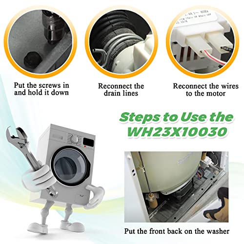 Wh23X10030 Washer Drain Pump By Techecook - Replacement For Ge Washing Machine - Replace Wh23X0081 Wh23X0091 Wh23X0092 Wh23X10013 Ap5803461 3015301 J27-769 Truck Dp035-025 #TOP5