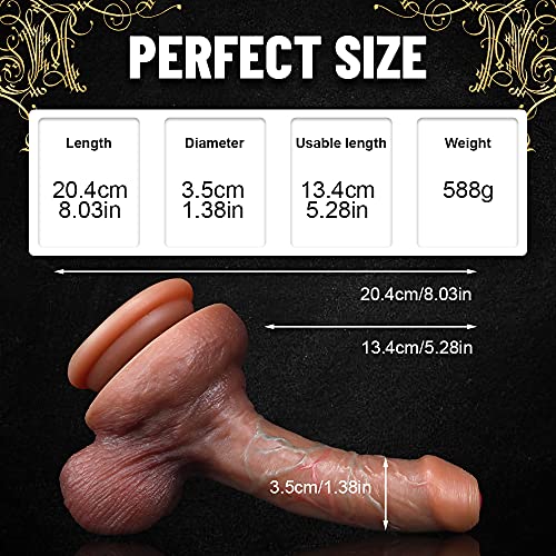 Qglust Realistischer Dildo mit intakten Hoden und beweglicher Vorhaut,Sexspielzeug für Frauen und Männer Echte mit Starkem Saugnapf Penis Nachbildung Gefühls Echt – Bild 3