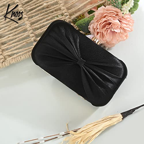 Image of KNOOS Women's Bow Frame Clutch Bags | Detachable Chain Sling Strap | Ladies Purse Wallet