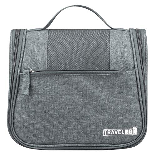 Preisvergleich Produktbild BAGZY Kulturbeutel Handtaschen Kosmetiktäschchen zum Aufhängen Waschtasche Kulturtasche Reise Toilettentasche mit Tragegriff und Haken für Herren Damen Mann Frau Grau
