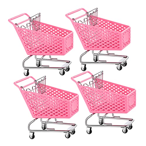 Milisten 4 Piezas Cesta de Miniatura de Carrito Decorativo Escritorio Accesorio de Almacenamiento Hogar y Oficina y Decoración de Eventos