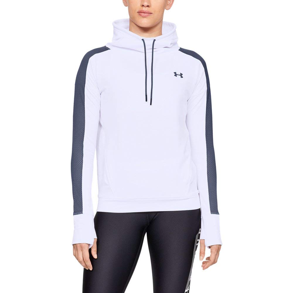 Under Armour Featherweight Fleece Funnel Long-Sleeve Shirt - White/Utility Blue, X-Large