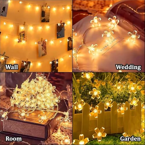 Image of Xenith 14 LED Silicone Blossom Flower Fairy String Decorative Lights for Diwali Christmas Tree Home Balcony Bedroom Window Wall Garden Navratri Ganpati Valentine Decoration (Warm White, 3.5 Meter)