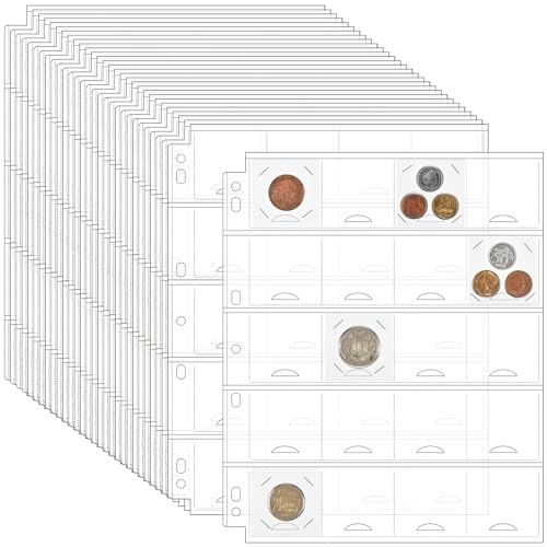 30 Sheets Uncle Paul Coin Binder Sheets for 2