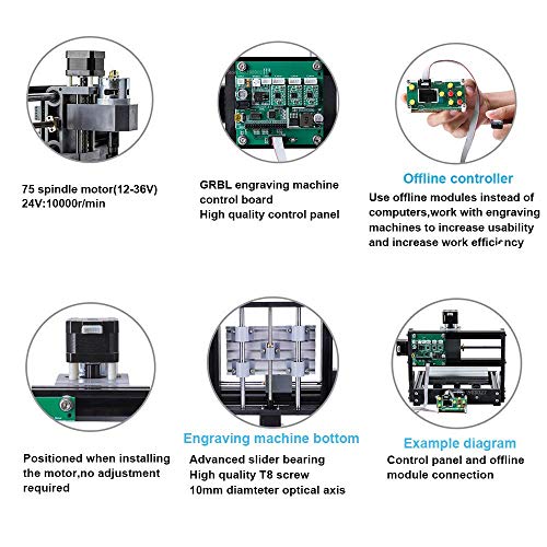 CNC 3018 Pro GRBL Control DIY Mini CNC Machine with Offline Controller, 3 Axis PCB Milling Machine, Wood Router Engraver, with ER11 and 5mm Extension Rod - Thumbnail 5