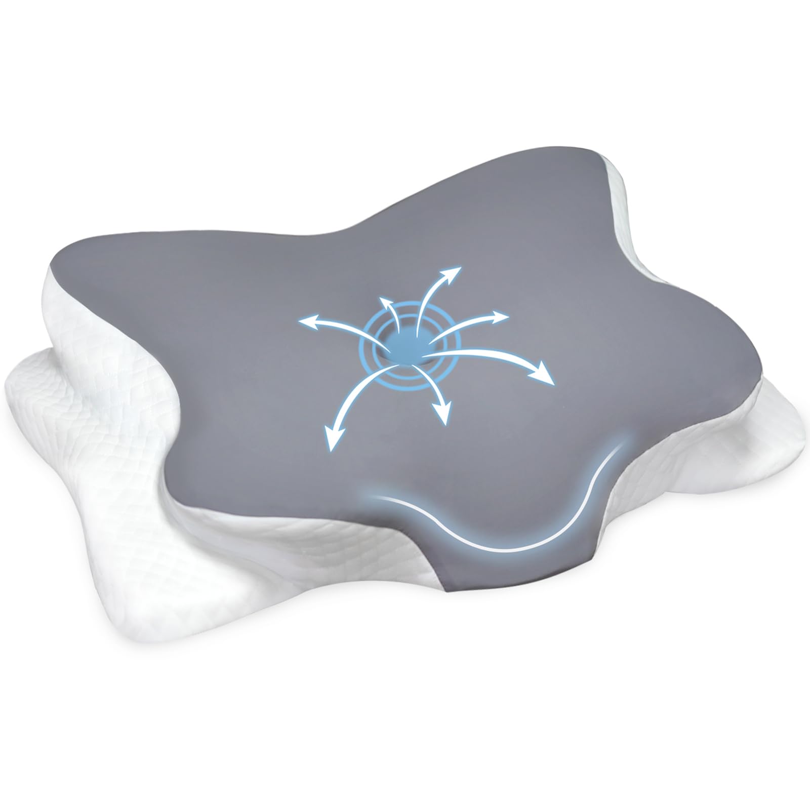 Bstgekely Grey Memory Foam Pillow, Neck Support Pillow, Ergonomic Orthopedic Pillow For Neck And Shoulder Pain Sleeping - Neck Pillow For Side Back Stomach Sleepers
