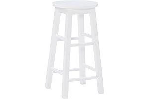 Linon Zeke White 24" Counter Stool with Round Seat: The Epitome of Comfort and Style