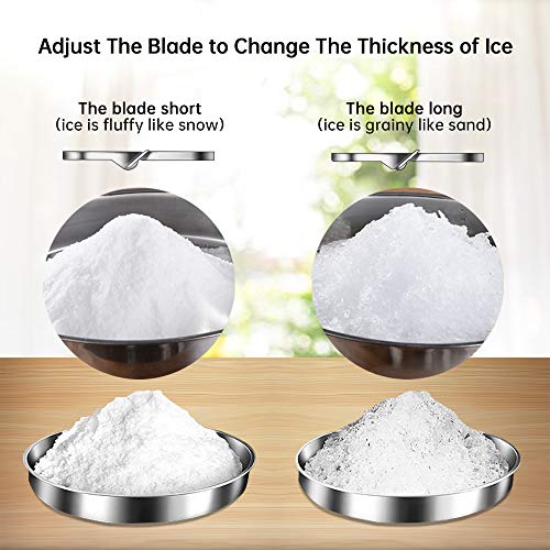 OKF Ice Shaver Prevent Splash Electric Three Blades Snow Cone Maker Stainless Steel Shaved Ice Machine 220lbs/hr Home and Commercial Ice Crushers (Orange) - Thumbnail 7