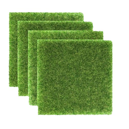 Veemoon 4 Piezas Césped Sintético Verde para Mini Paisajes y Maquetas, Césped Artificial Práctico y Realista de Plástico para Adornos de Escenas y Mesas de Arena
