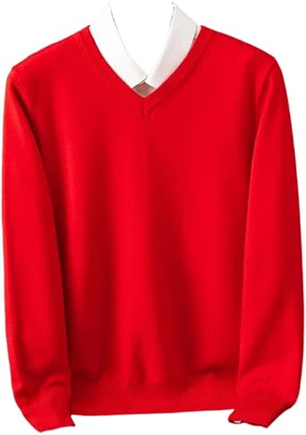 Men Cashmere V-Neck Knit Sweater Long Sleeve Business Warm Soft Versatile Casual Pullover