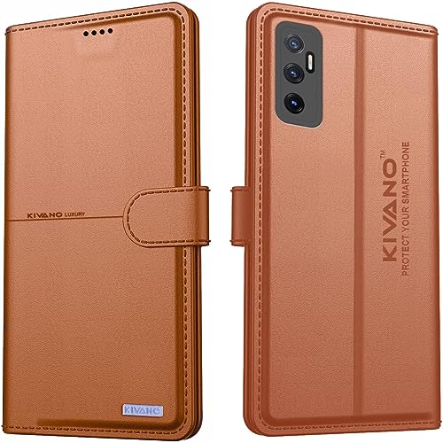 Image of KIVANO Compatible with Vivo Y75 4G / Vivo V23e Flip Cover | Leather Finish | Inside Pockets & Inbuilt Stand | Shockproof Wallet Style Magnetic Closure Back Cover Case