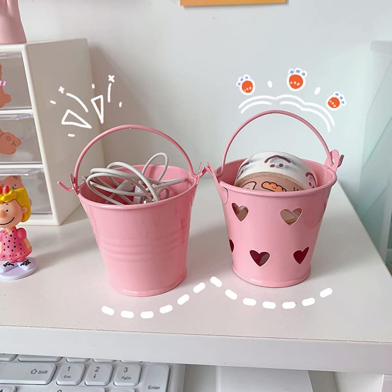 Heart Hollow Round Pen Holder Decoration adorable mini desk storage bucket