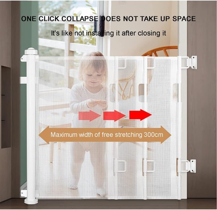 Bardzo szeroka bramka dla dzieci do dużego otwierania, chowana bramka dla dzieci do drzwi, bardzo długa bramka dla psa do domu na zewnątrz duże bramki dla zwierząt domowych dla psa, siatka wewnętrzna