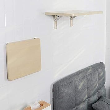 Wall Mounted Folding Drop Leaf Table with Wood Floating Shelf for Computer Workbench Hanging Wall Partition DIY Office Shelves Small Size (40 * 26cm/16 * 10in)