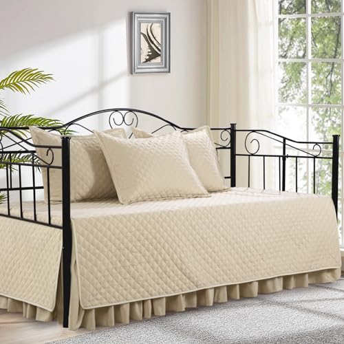Recopilación y reviews de Diván cama disponible en línea para comprar. 37 HOMBYS - Juego de cama de 5 piezas con costuras de diamante, ropa de cama acogedora para todas las estaciones con falda de cama con fundas de almohada, tamaño individual, 75 x...