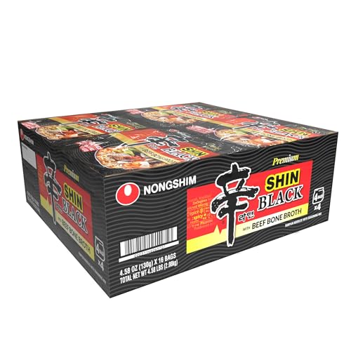 Nongshim Ramen Noodles, Gourmet Instant Ramen, Premium Microwavable Noodle Soup, Shin Black, 4.58 Ounce (Pack of 16) - Packaging Graphic May Vary image 2
