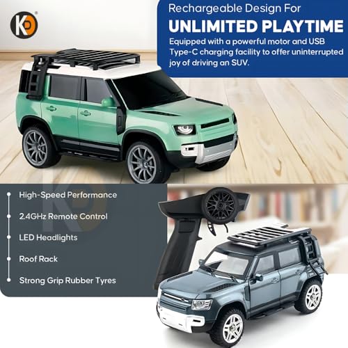 Image of K D Smoke Remote Control SUV Defender Car - High-Speed Off-Road RC Car with LED Lights & Smoke | USB Type-C Charging (5 Defendar with Fog Remote Car Dark Blue)