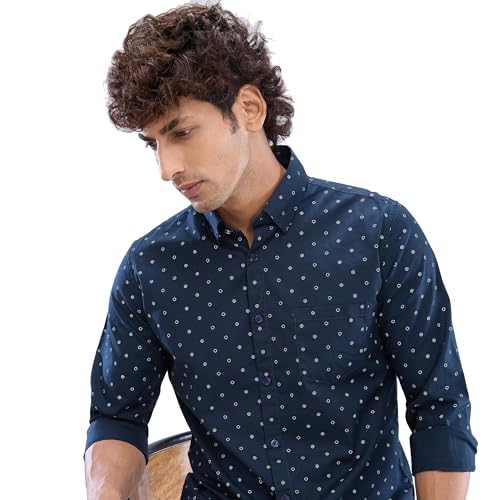 Image of Spykar Men's Slim Fit N /A Full Sleeve Printed Casual Shirts