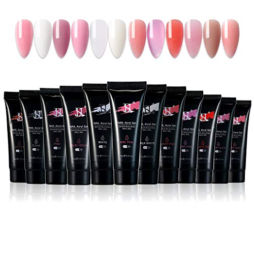 Anself Poly Gel Nail Kit, 12 Colors Nail Extension Glue Set Solid Crystal for Nail Art Design Nail Manicure