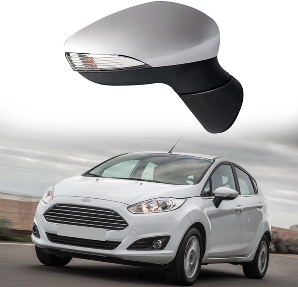 Passenger Side Mirror Replacement Fit for 2009-2017 Ford Fiesta for 2008-2012 Ford MK7 MK8 Car Accessories Rear View Mirror Assembly Heating,Turn Light,Manual Folding Grey-Right