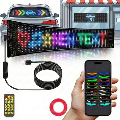 Image of ZADON Flexible LED Matrix Panel | Programmable Display Screen with App & Remote Control | Scrolling Text & Animation LED Board for Shop, Car & Advertising | Multiple Sizes (Medium- 37x9 Cm)
