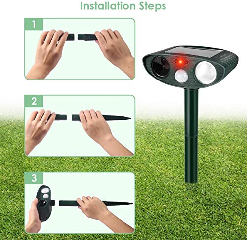 Clever sprouts Dog Cat Repellent, Ultrasonic Animal Repellent with Motion Sensor and Flashing Lights Outdoor Solar Powered Waterproof Farm Garden Yard Repellent, Cats, Dogs, Foxes, Birds, Skunks, Rod