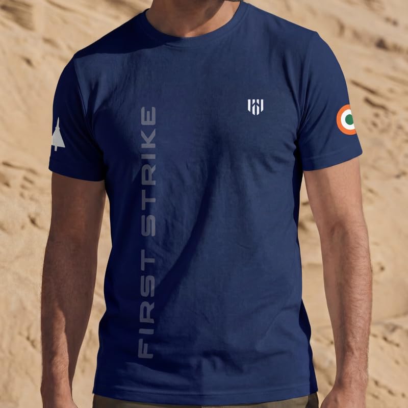 Image of Deployed First Strike Signature Luxesoft Cotton T-Shirt | Army t Shirt for Men | Military | Commando | t Shirts | Round Neck | Half Sleeve | Regular Fit | Black